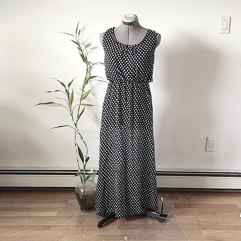 Black polka dot dress